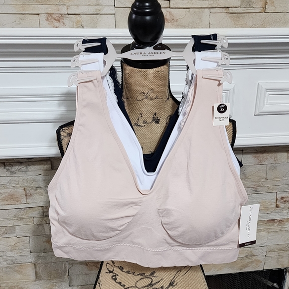 Laura Ashley Other - Laura Ashley lace 3pk active athletic workout lounge bras bralettes plus size